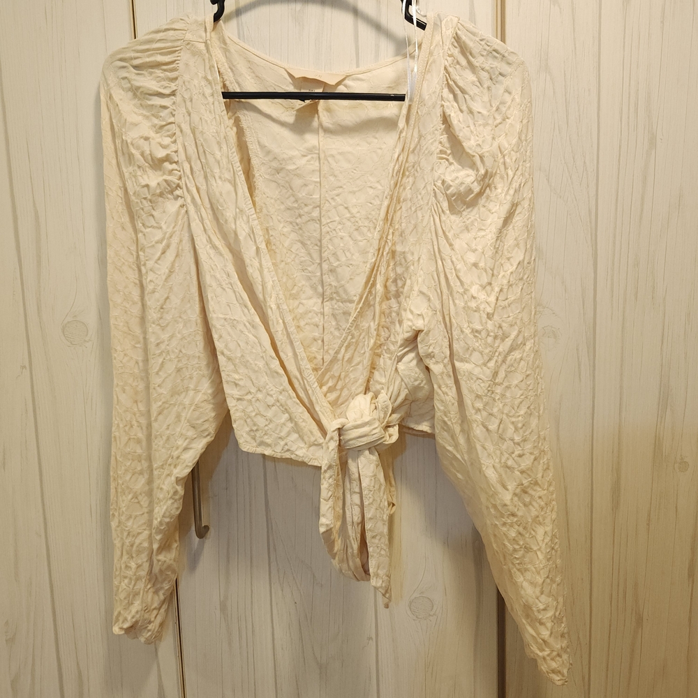 Elegant Cream Wrap Top